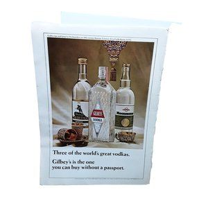 1966 Gilbeys Vodka Without A Passport Original Ad Vintage 60s Ephemera